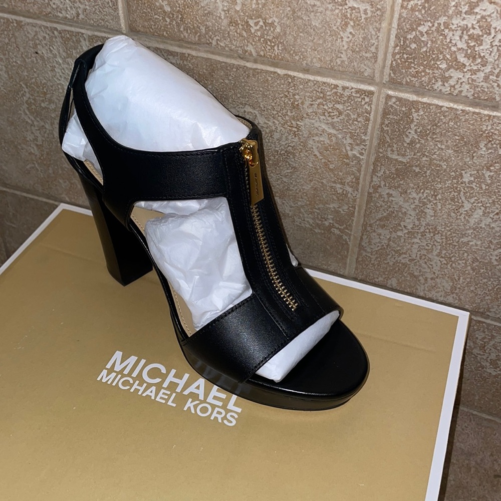 Michael Kors Black Heels with zipper brand new